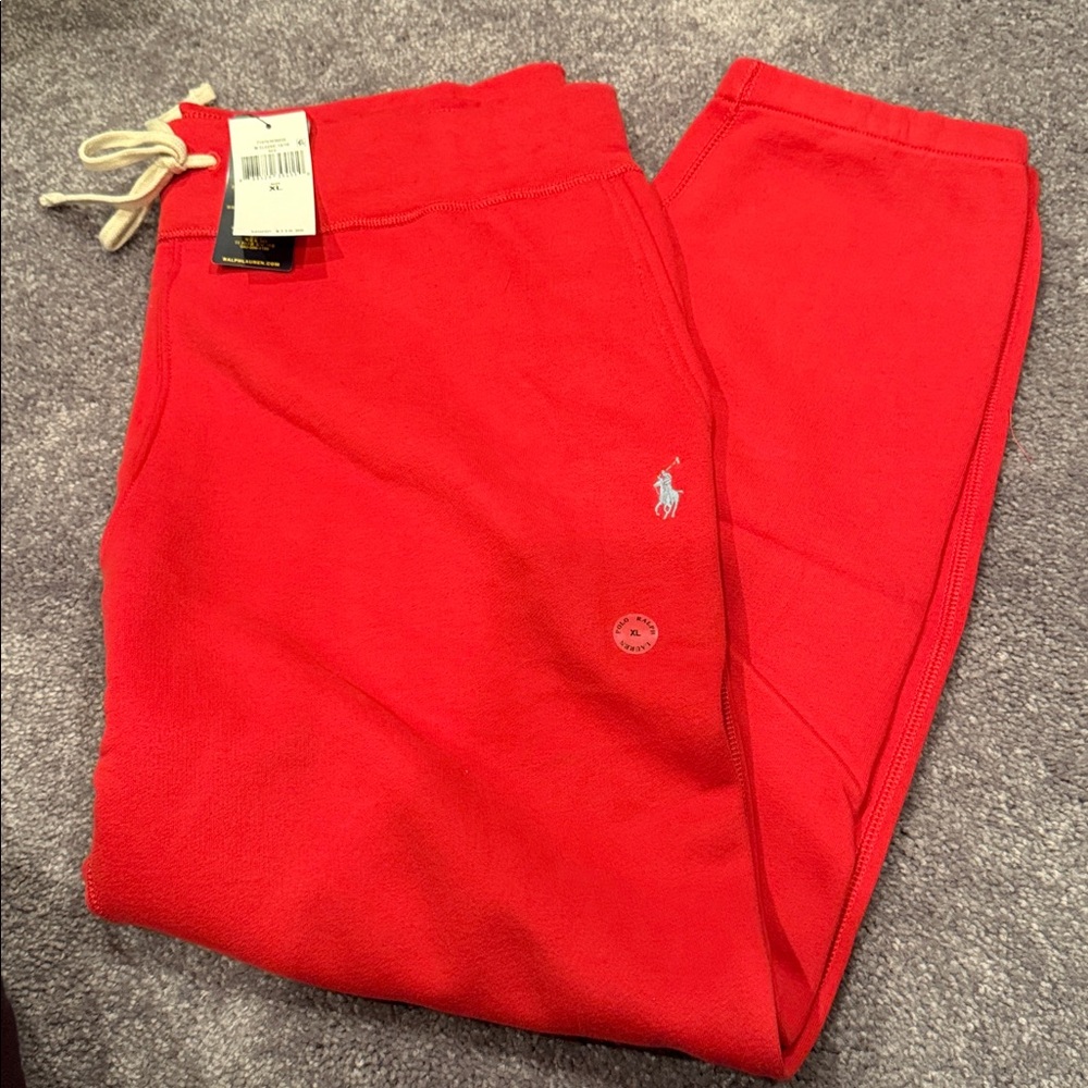 Polo Ralph Lauren Mens Fleece Sweatpants Starboard Red Sz XL - NWT